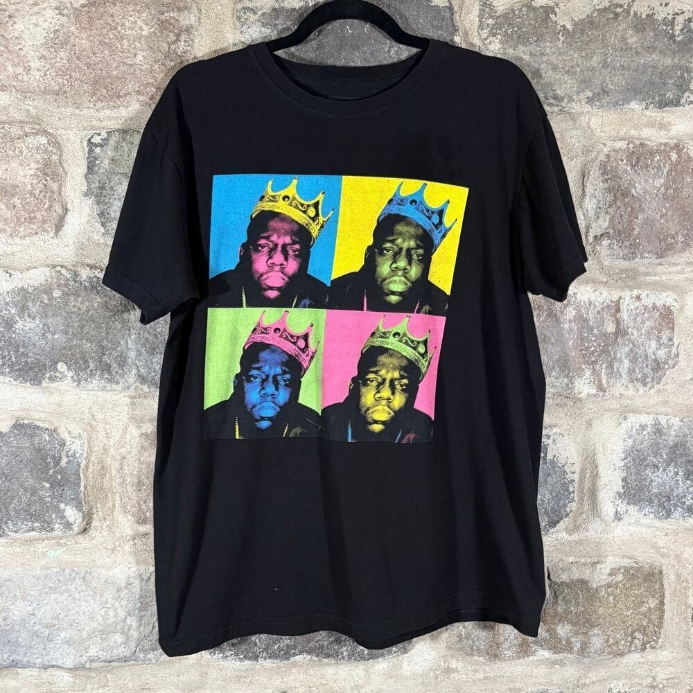The Notorious B.I.G. Biggie Smalls Pop Art‎ Graphic T Shirt Black Size Large
